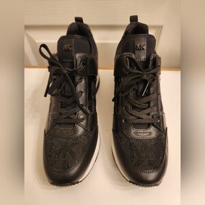 Michael Kors Signature Georgie Trainer Black Wedge Lace Up Sneakers Size 8